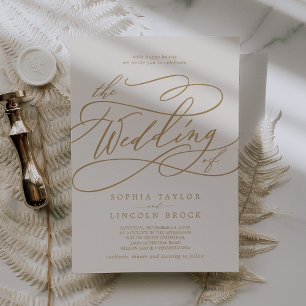 Invitation SOPHIA Gold Cream Élégant Mariage de script fantai