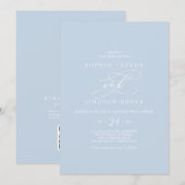 Invitation SOPHIA Moderne Bleu Bébé Tout en un Mariage (Devant / Derrière)