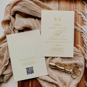 Invitation SOPHIA QR Code Beurre Jaune Tout en un Mariage