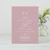 Invitation SOPHIA QR Code Dusty Rose rose tout en un Mariage (Debout devant)