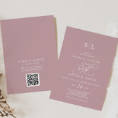 Invitation SOPHIA QR Code Dusty Rose rose tout en un Mariage