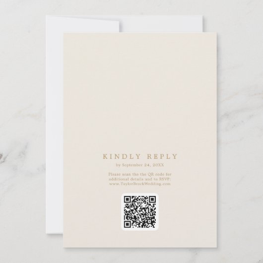 Invitation SOPHIA QR Code Gold Cream Chic Tout en un Mariage (Dos)