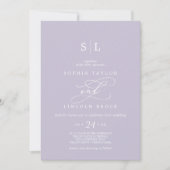 Invitation SOPHIA QR Code Lavender Purple Tout en un Mariage (Devant)