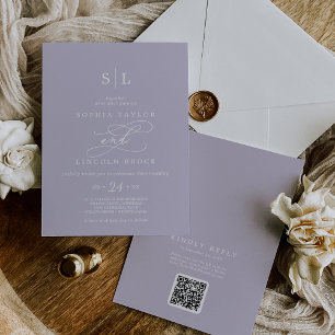 Invitation SOPHIA QR Code Lavender Purple Tout en un Mariage