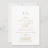 Invitation SOPHIA QR Code Or et blanc tout en un Mariage (Devant)