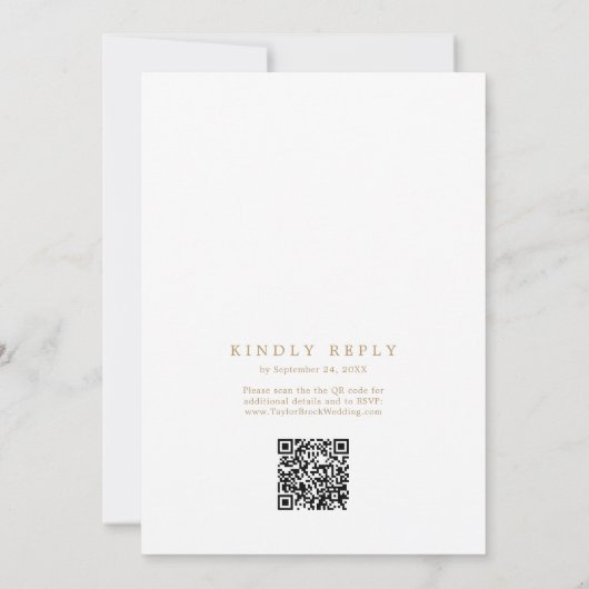 Invitation SOPHIA QR Code Or et blanc tout en un Mariage (Dos)