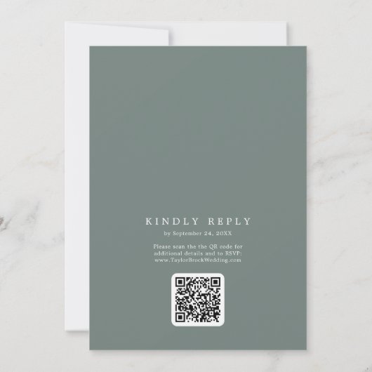 Invitation SOPHIA QR Code Tropical Vert Tout en un Mariage (Dos)