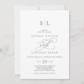 Invitation SOPHIA QR Code Vert Blanc Boho Tout en un Mariage (Devant)