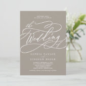 Invitation SOPHIA Taupe Classique Neutre Boho Mariage moderne (Debout devant)