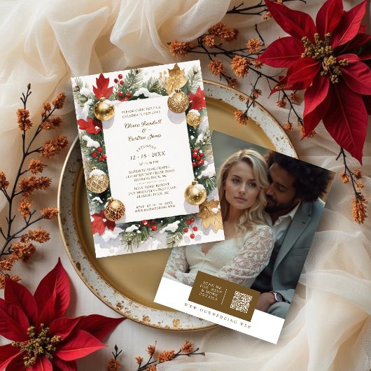 Invitation Sophistated Colorful Christmas Botanical & Floral