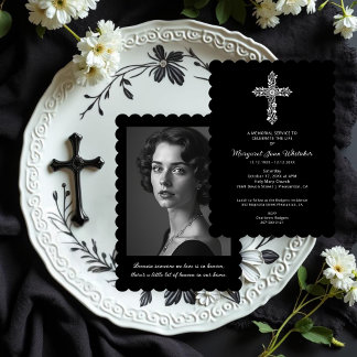 Invitation Sophisticate Christian Cross Minimal Photo Funeral