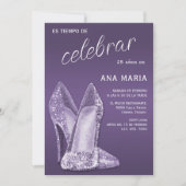 Invitation Sophisticated Amethyst Spanish Feminine Birthday  (Devant)