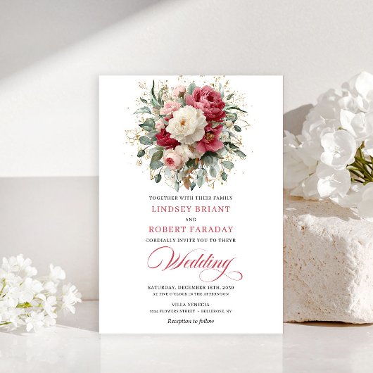 Invitation Sophisticated Bohemian Blush White Greenery Invite