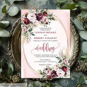 Invitation Sophisticated Boho Merlot Gold Sage Floral Wedding