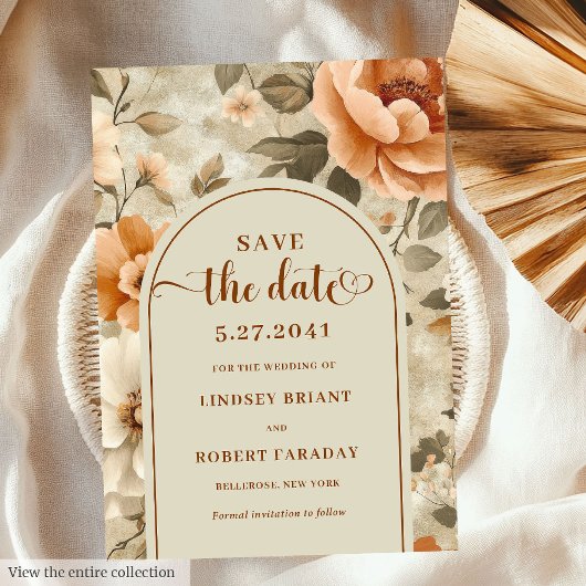 Invitation Sophisticated Boho Neutral Beige Sage Save Date