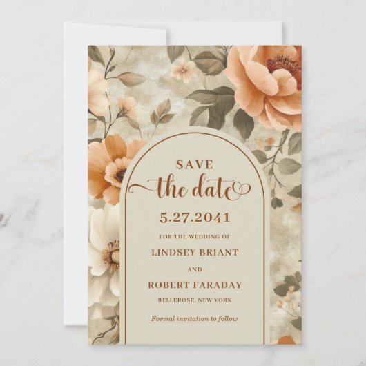 Invitation Sophisticated Boho Neutral Beige Sage Save Date (Devant)