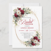 Invitation Sophisticated Burgundy Blush Floral Gold Shower (Devant)