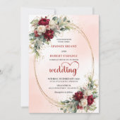 Invitation Sophisticated Burgundy Boho Floral Wedding Invite (Devant)