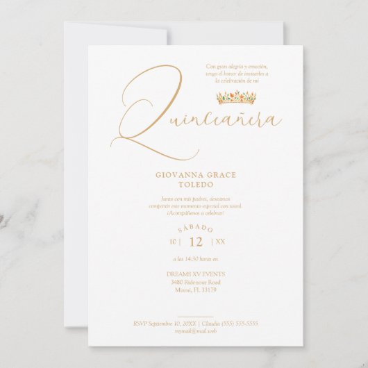 Invitation Sophisticated Colorful Tiara & Elegant Script (Devant)
