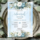 Invitation Sophisticated Dusty Blue Gold Frame Dinner Invite