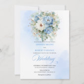 Invitation Sophisticated Dusty Blue Peony Floral Wedding (Devant)