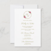 Invitation Sophisticated Elegant Pink Floral Wedding Wreath (Devant)