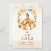 Invitation Sophisticated Floral Garland Spanish Photo Mis XV (Devant)