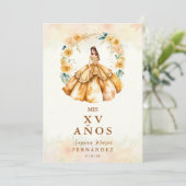 Invitation Sophisticated Floral Garland Spanish Photo Mis XV (Debout devant)