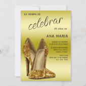 Invitation Sophisticated Gold Spanish Feminine Birthday  (Devant)