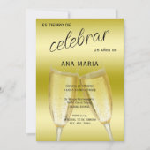 Invitation Sophisticated Gold Spanish Feminine Birthday  (Devant)