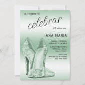 Invitation Sophisticated Green Spanish Feminine Birthday  (Devant)