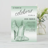 Invitation Sophisticated Green Spanish Feminine Birthday  (Debout devant)