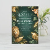 Invitation Sophisticated Jungle "Wild One" 1st Birthday  (Debout devant)