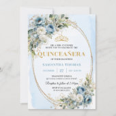 Invitation Sophisticated Pastel Blue Gold Eucalyptus Quince (Devant)