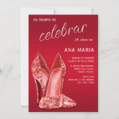 Invitation Sophisticated Red Spanish Feminine Birthday  (Devant)