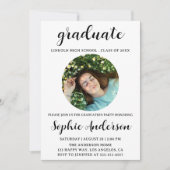 Invitation Sophisticated Script Graduation Party with Photo (Devant)