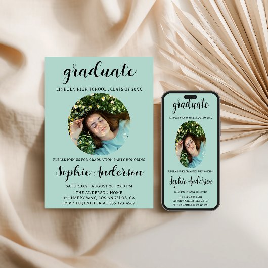 Invitation Sophisticated Script Graduation Party with Photo