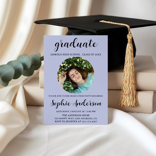 Invitation Sophisticated Script Graduation Party with Photo