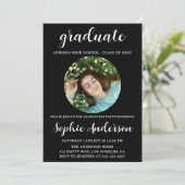 Invitation Sophisticated Script Graduation Party with Photo (Debout devant)