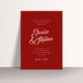 Invitation Sophisticated Script Names Mariage rouge et rose