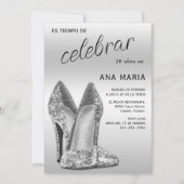 Invitation Sophisticated Silver Spanish Feminine Birthday (Devant)