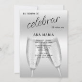 Invitation Sophisticated Silver Spanish Feminine Birthday  (Devant)