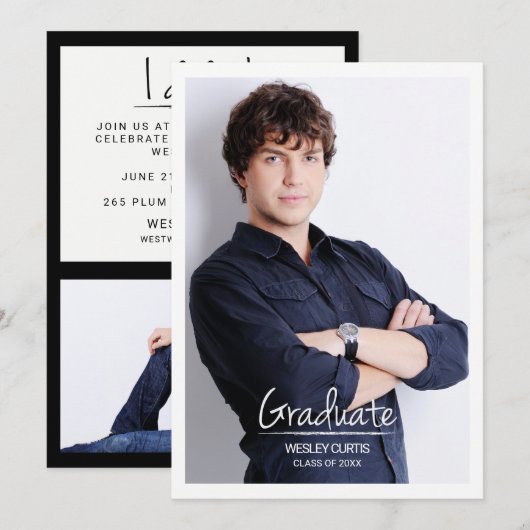 Invitation Sophistication simple, Annonces De Graduation (Devant / Derrière)