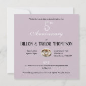 INVITATION SOPHISTIQUÉ 5E ANNIVERSAIRE MARIAGE (Dos)