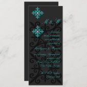 Invitation Sophistiqué Black and Aqua Engagement Party (Devant / Derrière)