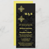 Invitation Sophistiqué Black and Yellow Engagement Party (Devant / Derrière)