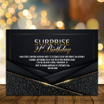 Invitation Sophistiqué Black Gold 21e Anniversaire surprenant<br><div class="desc">Cette invitation à la fête du 21ème anniversaire, élégante et élégante, encadrée d'or noir, est parfaite pour ceux qui veulent faire une déclaration et donner le ton à leur événement semi-formel ou à cravate noire. L'arrière - plan noir offre un look élégant et sophistiqué, tandis que le cadre doré ajoute...</div>