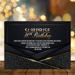 Invitation Sophistiqué Black Gold 40e Anniversaire surprenant<br><div class="desc">Cette invitation à la fête du 40e anniversaire, élégante et élégante, encadrée d'or noir, est parfaite pour ceux qui veulent faire une déclaration et donner le ton à leur événement semi-formel ou à cravate noire. L'arrière - plan noir offre un look élégant et sophistiqué, tandis que le cadre doré ajoute...</div>