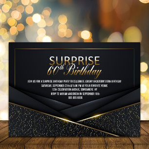Invitation Sophistiqué Black Gold 60e Anniversaire surprenant