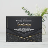 Invitation Sophistiqué Black Gold Graduation Party (Debout devant)